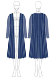 Dark Navy V-neck Chiffon Mother of the Bride Dress with Maxi Jacket