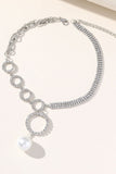 Glitter Silver Rhinestone Pearl Round Necklace