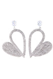 Silver Stylish Heart Rhinestone Dangling Earrings