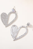 Silver Stylish Heart Rhinestone Dangling Earrings