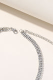 Glitter Silver Rhinestone Pearl Round Necklace