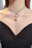 Glitter Silver Rhinestone Pearl Round Necklace