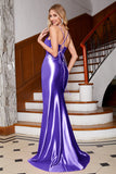 Stunning Orange Mermaid Spaghetti Straps Corset Prom Dress with Split Front