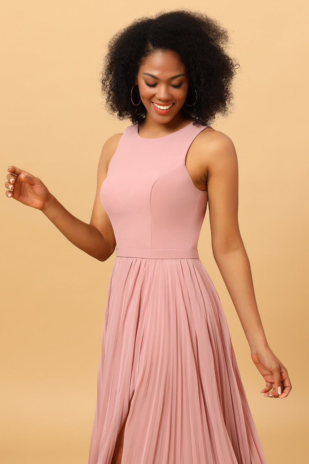 Pleated bridesmaid dress hotsell