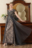 Sparkly Grey A Line Tulle Beaded Mother of Bride Dress