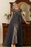 Sparkly Grey A Line Tulle Beaded Mother of Bride Dress