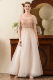 Sparkly Blush A Line Backless Beading Mother of Bride Dress