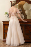 Sparkly Blush A Line Backless Beading Mother of Bride Dress