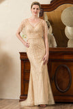 Sparkly Golden Mermaid Beading Mother of Bride Dress