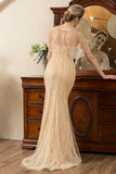 Sparkly Golden Mermaid Beading Mother of Bride Dress