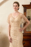 Sparkly Golden Mermaid Beading Mother of Bride Dress