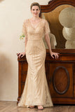 Sparkly Golden Mermaid Beading Mother of Bride Dress
