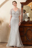 Sparkly Golden Mermaid Beading Mother of Bride Dress