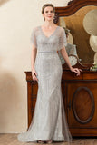 Sparkly Golden Mermaid Beading Mother of Bride Dress