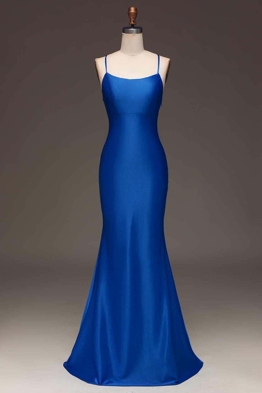 Leely Women Simple Royal Blue Satin Mermaid Long Prom Dress Spaghetti Straps Backless Evening Dress leelyuk Leely Women Simple Royal Blue Satin Mermaid Long Prom Dress Spaghetti Straps Backless Evening Dress leelyuk