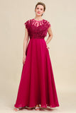 Glitter Burgundy A-Line Mother of the Bride Dress with Lace