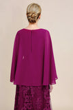 Glitter Burgundy Beaded Mother of the Bride Dress with Appliques