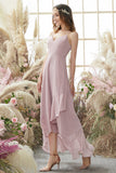 Blush High Low Chiffon Bridesmaid Dress