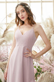 Blush High Low Chiffon Bridesmaid Dress