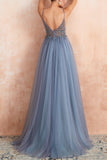Spaghetti Straps Pink Long Prom Dress With Slit